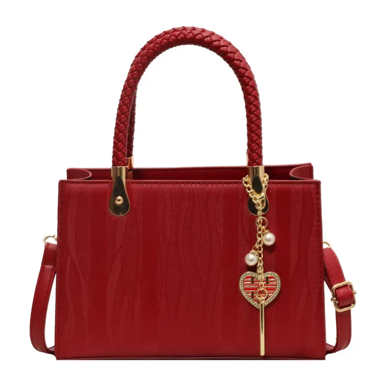 Women Fashion Large Capacity Heart Shape Pendant Square Handle Shoulder Bag - Image 7
