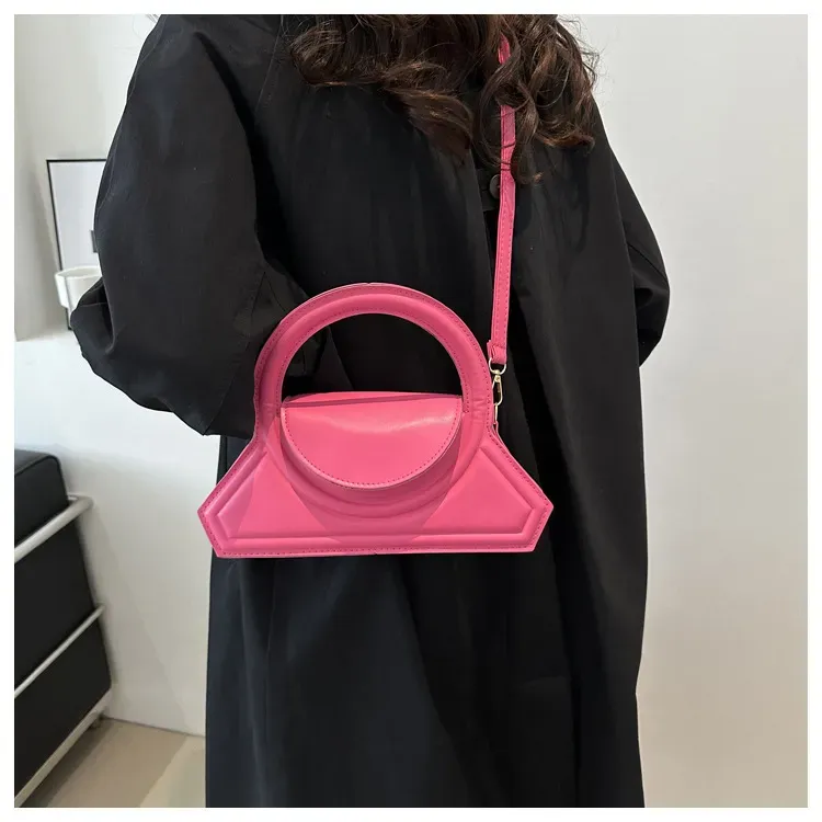 Women Fashion Solid Color PU Ring Handle Shoulder Bag - Image 4