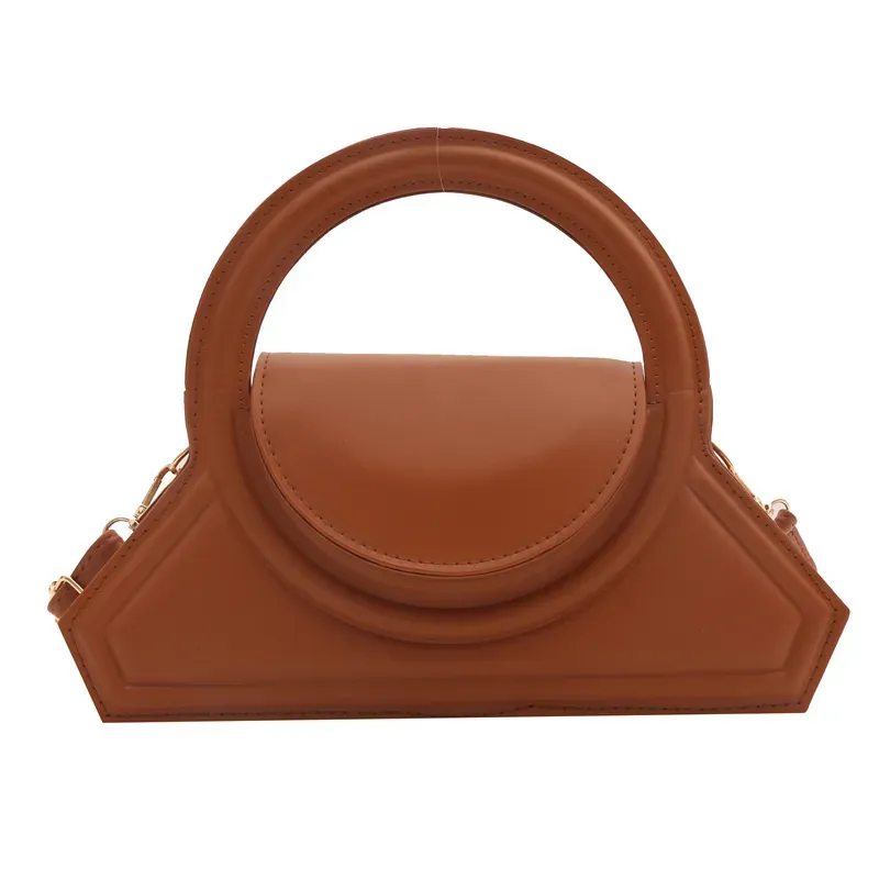 Women Fashion Solid Color PU Ring Handle Shoulder Bag - Image 5