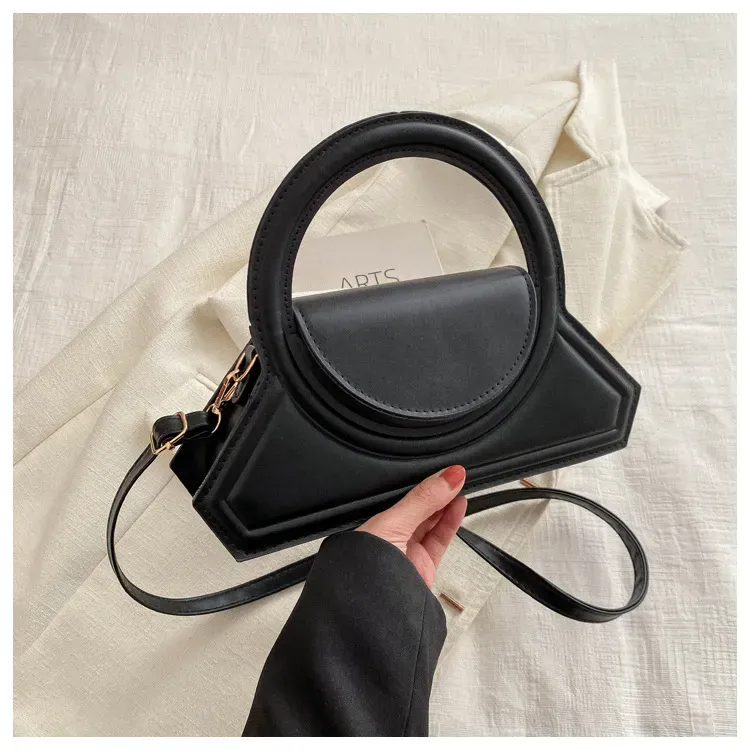 Women Fashion Solid Color PU Ring Handle Shoulder Bag - Image 6