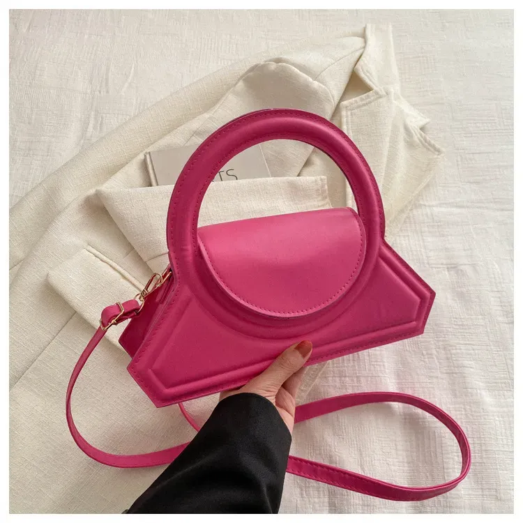 Women Fashion Solid Color PU Ring Handle Shoulder Bag - Image 8