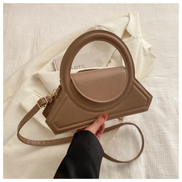 Women Fashion Solid Color PU Ring Handle Shoulder Bag - Image 9