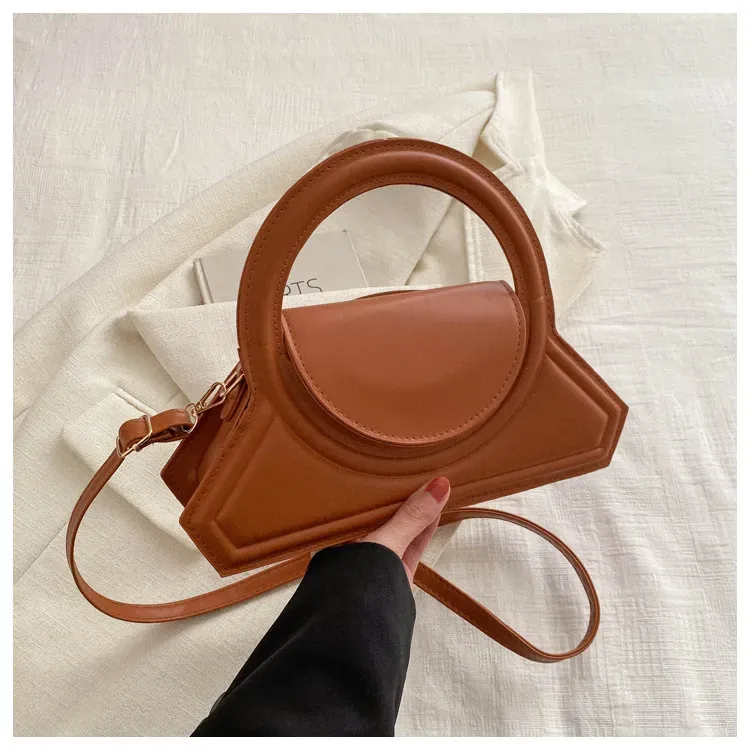 Women Fashion Solid Color PU Ring Handle Shoulder Bag - Image 10
