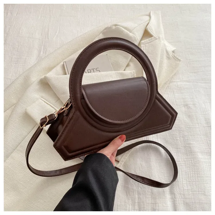 Women Fashion Solid Color PU Ring Handle Shoulder Bag - Image 11