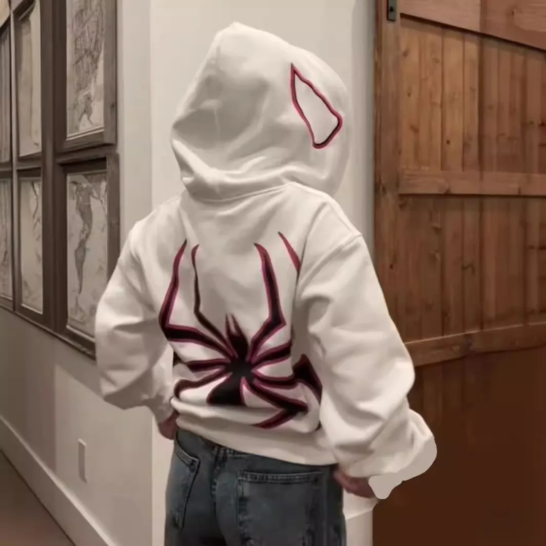 Y2K Unisex Couple Personalized Spider-Print Hoodie - Image 4