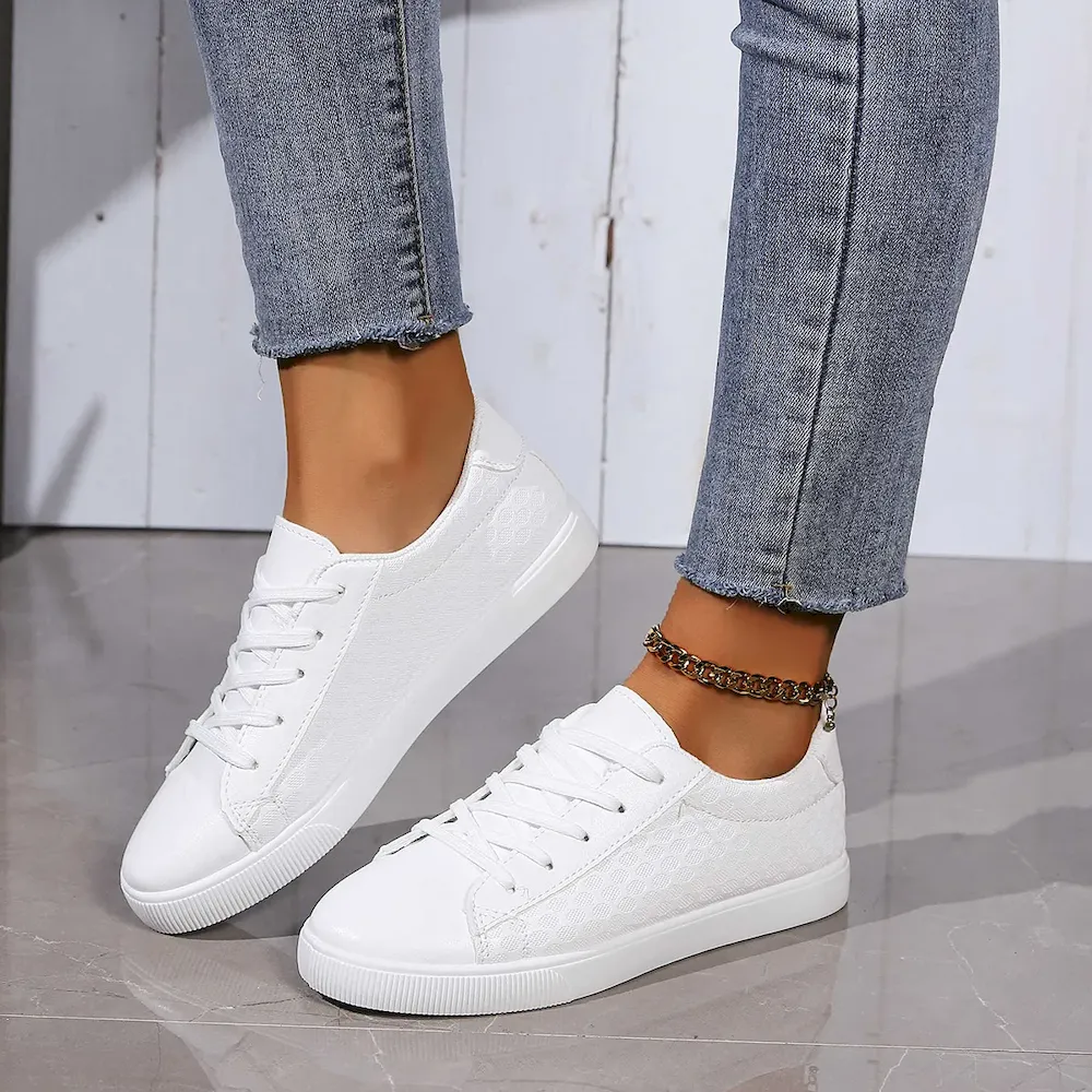 Summer Women Casual Plus Size Lace-Up Small White Shoes Sneaker - Image 3