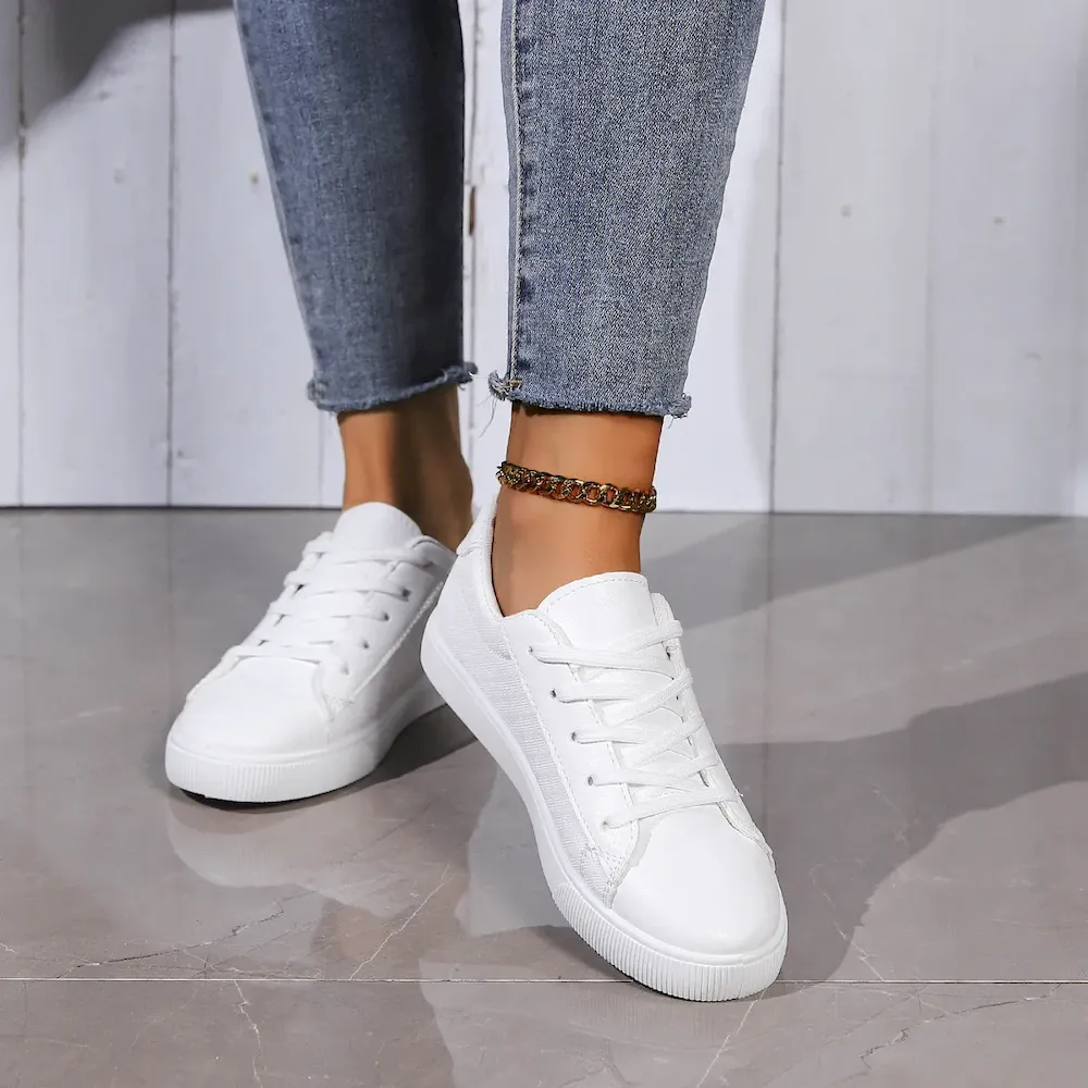Summer Women Casual Plus Size Lace-Up Small White Shoes Sneaker - Image 4