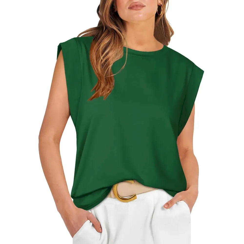 Summer Women Casual Solid Color Round Neck Loose Blank T-Shirt - Image 3