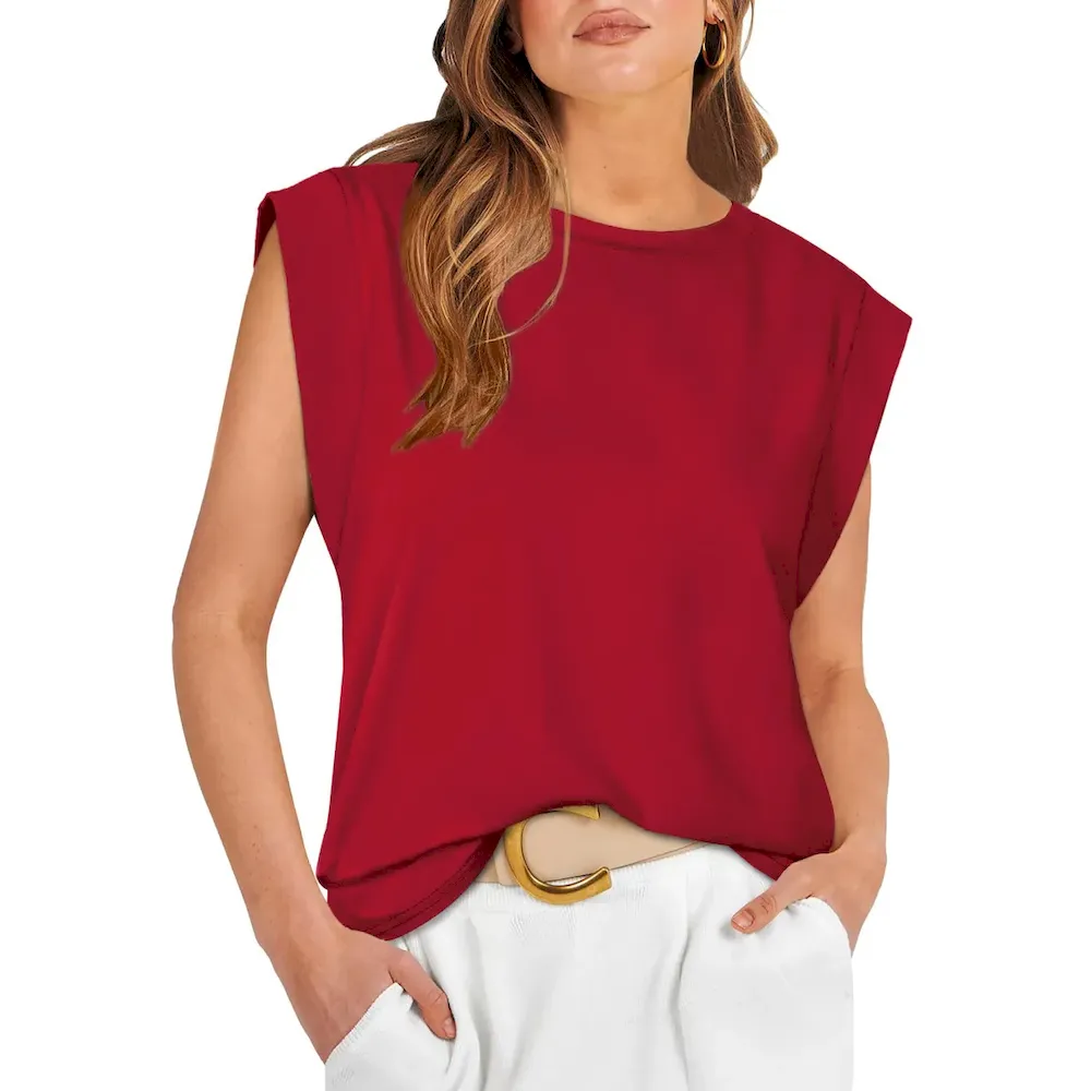 Summer Women Casual Solid Color Round Neck Loose Blank T-Shirt - Image 6