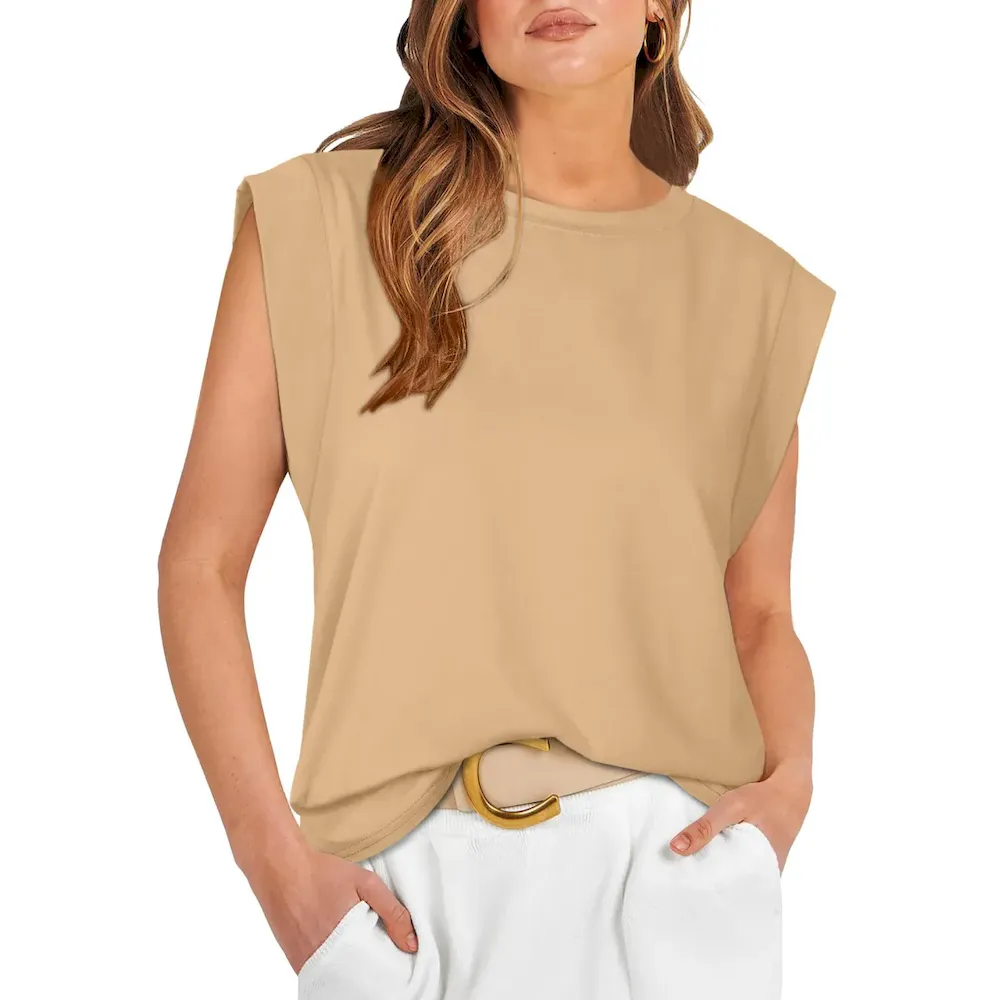 Summer Women Casual Solid Color Round Neck Loose Blank T-Shirt - Image 7