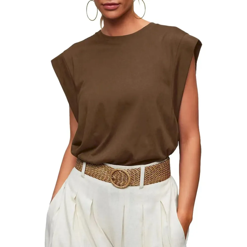 Summer Women Casual Solid Color Round Neck Loose Blank T-Shirt - Image 10