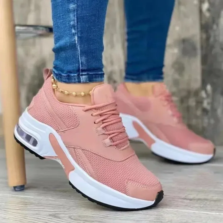 Women Fashion Casual Plus Size Breathable Lace-Up Thick-Soled Sneaker - Image 4