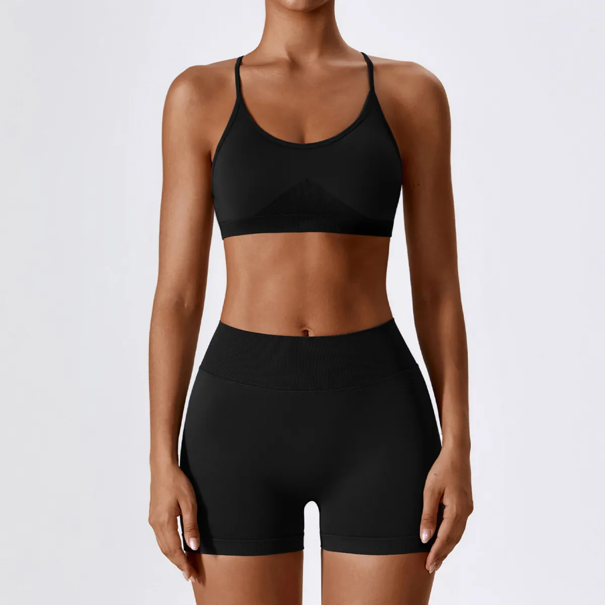 Women Yoga Fashion Solid Color Sports Two-Piece Set - Image 5