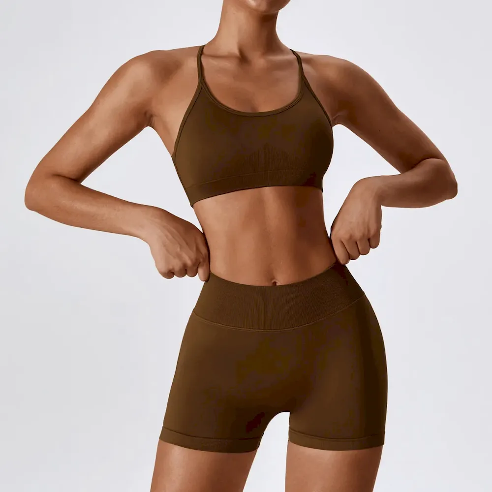 Women Yoga Fashion Solid Color Sports Two-Piece Set - Image 6