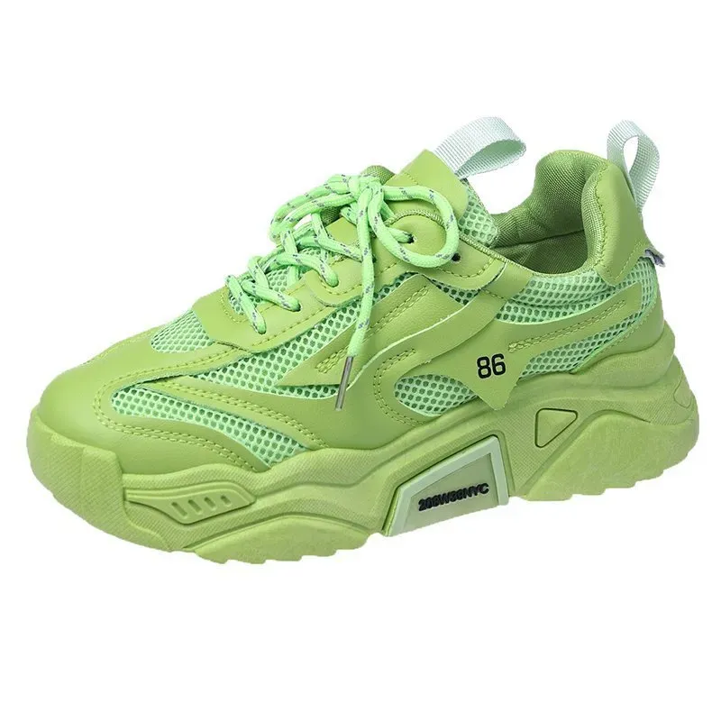 Women Fashion Casual Candy Color Mesh Thick-Soled Sneaker - Image 5