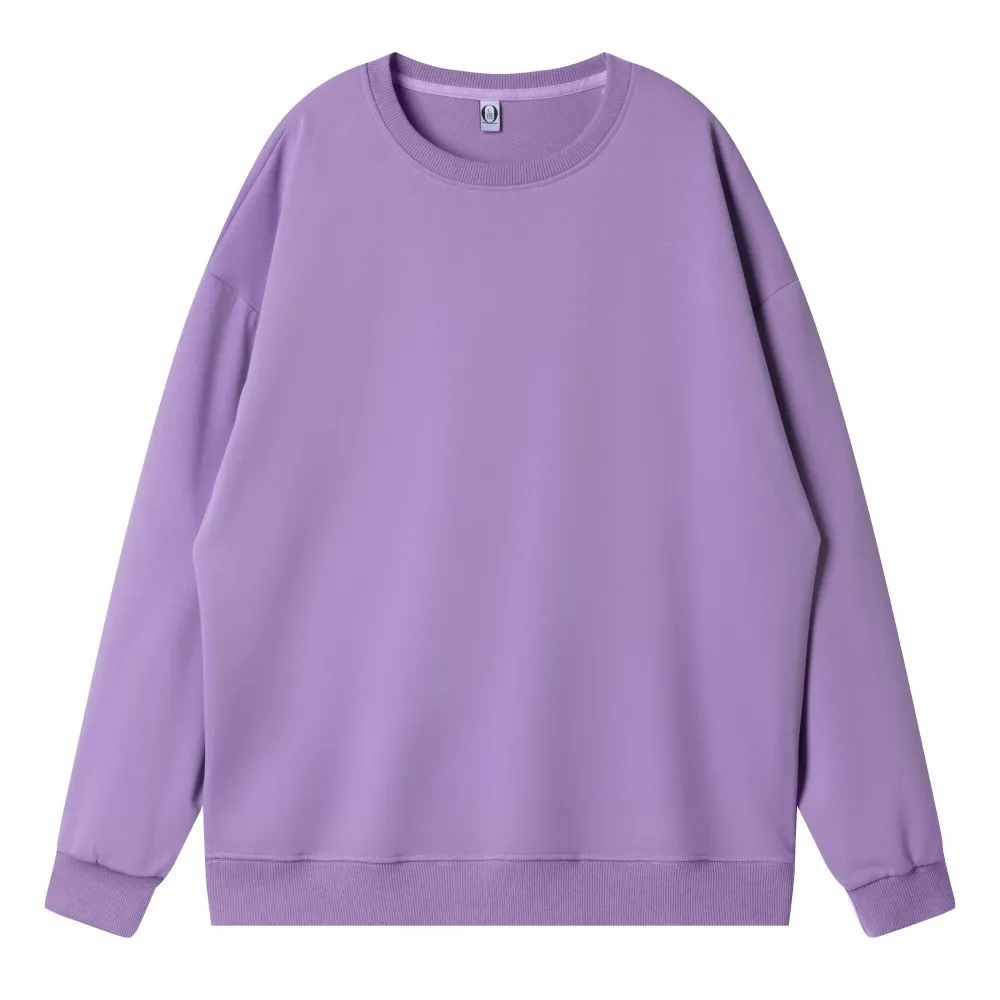 Women Fashion Casual Solid Color Round Neck Long Sleeve Blank Sweatshirt - Image 8