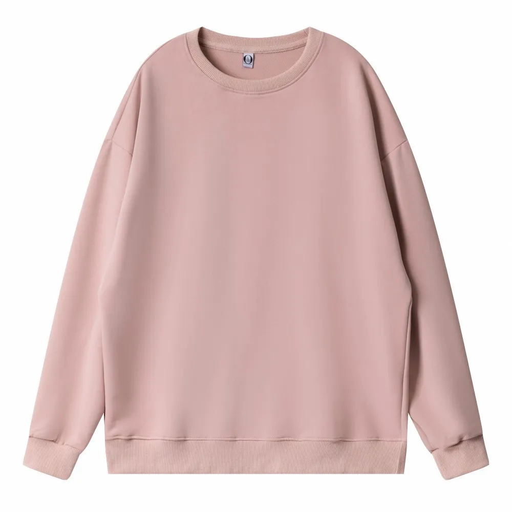 Women Fashion Casual Solid Color Round Neck Long Sleeve Blank Sweatshirt - Image 15