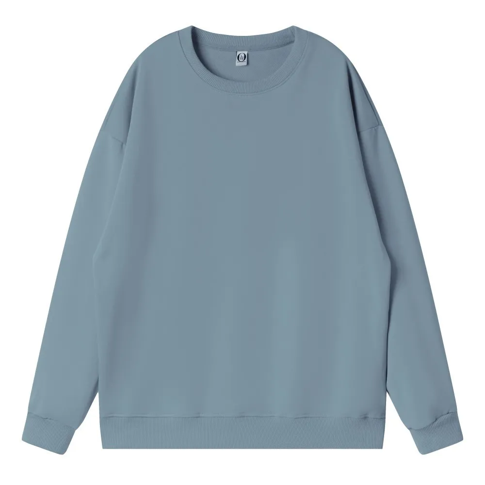 Women Fashion Casual Solid Color Round Neck Long Sleeve Blank Sweatshirt - Image 18