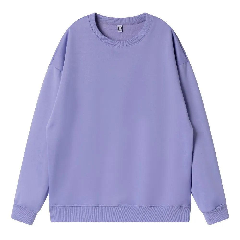 Women Fashion Casual Solid Color Round Neck Long Sleeve Blank Sweatshirt - Image 20
