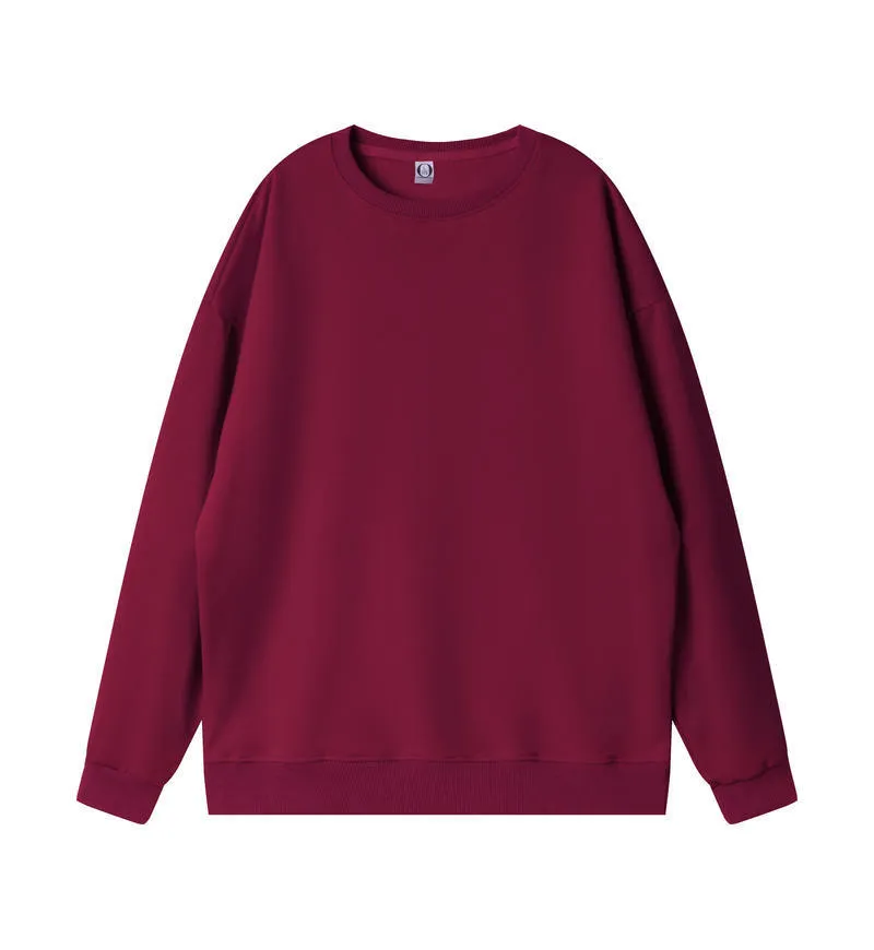 Women Fashion Casual Solid Color Round Neck Long Sleeve Blank Sweatshirt - Image 21