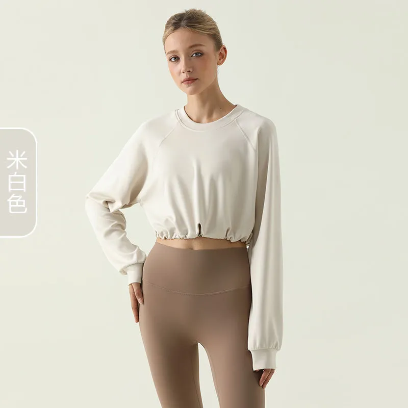 Autumn Winter Women Fashion Solid Color Drawstring Crewneck Long Sleeve Blank Sweatshirt - Image 6