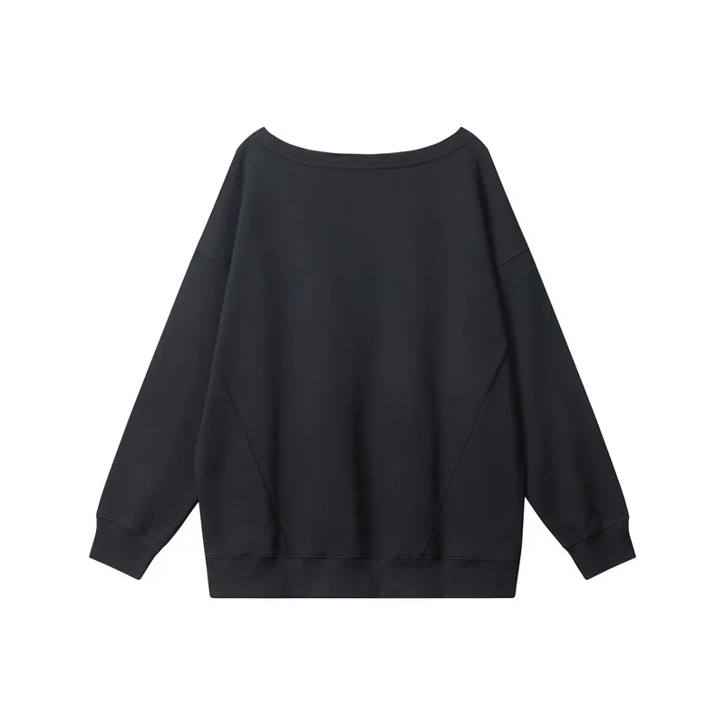 Women Casual Loose Solid Color Crewneck Long Sleeve Blank Sweatshirt - Image 3