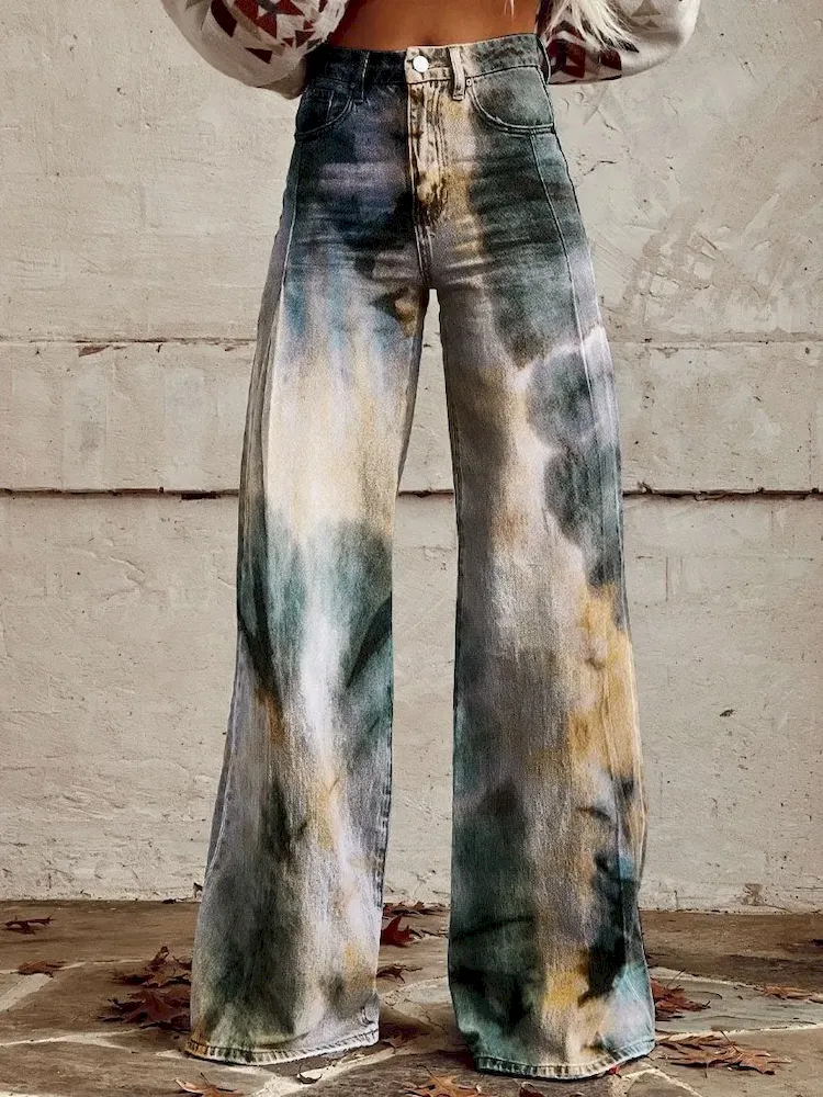 Casual Women Graphic Printing Flared Pants - Image 3