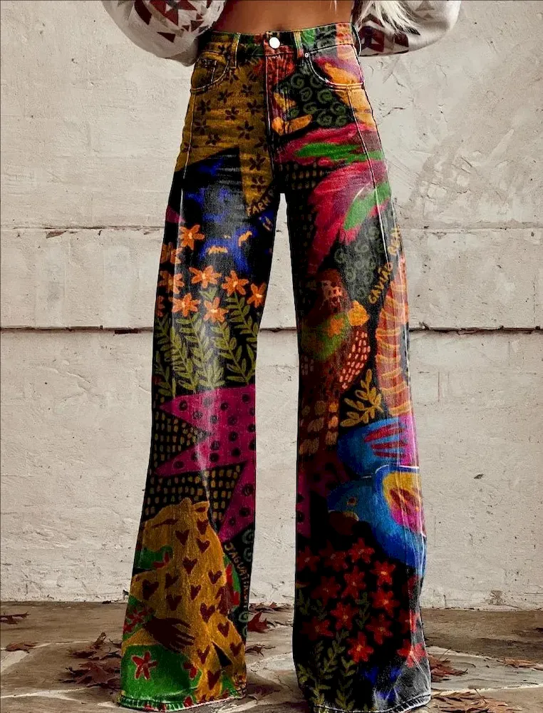 Casual Women Graphic Printing Flared Pants - Image 10
