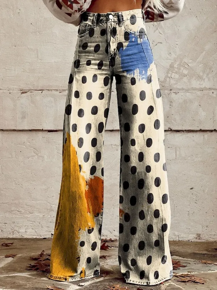 Casual Women Graphic Printing Flared Pants - Image 11