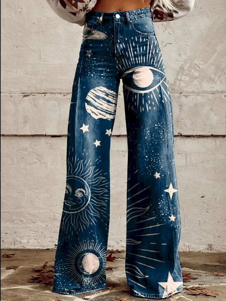 Casual Women Graphic Printing Flared Pants - Image 22