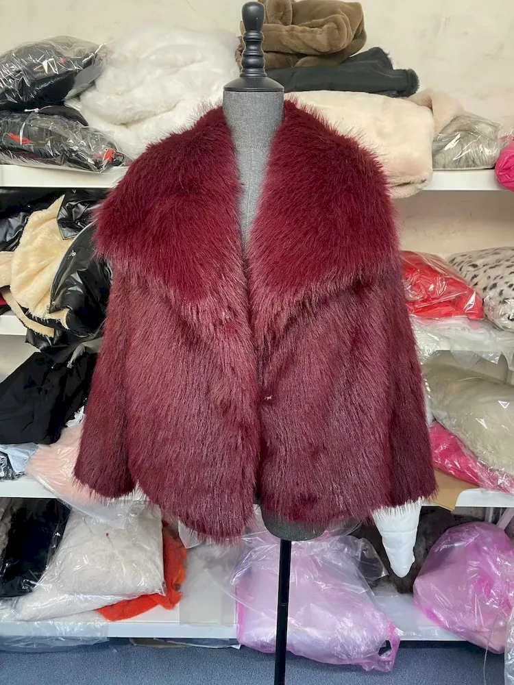 Autumn Winter Women Fashion Solid Color Lapel Plush Faux Fur Long Sleeve Jacket - Image 10