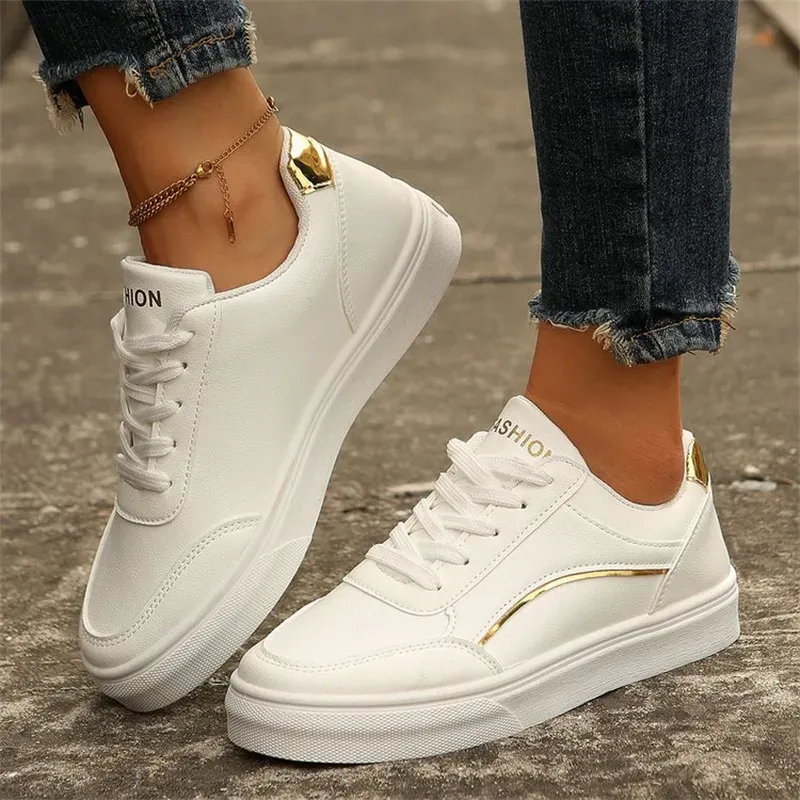 Women Casual Plus Size Round Toe Lace-Up Thick-Soled Sneaker - Image 3