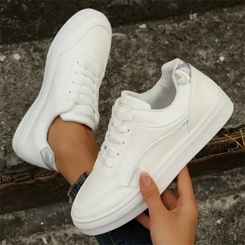 Women Casual Plus Size Round Toe Lace-Up Thick-Soled Sneaker - Image 6