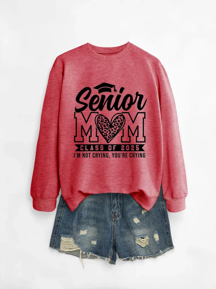 Women Casual Solid Color Mom 2025 Letter Print Round Neck Long Sleeve Sweatshirt - Image 22