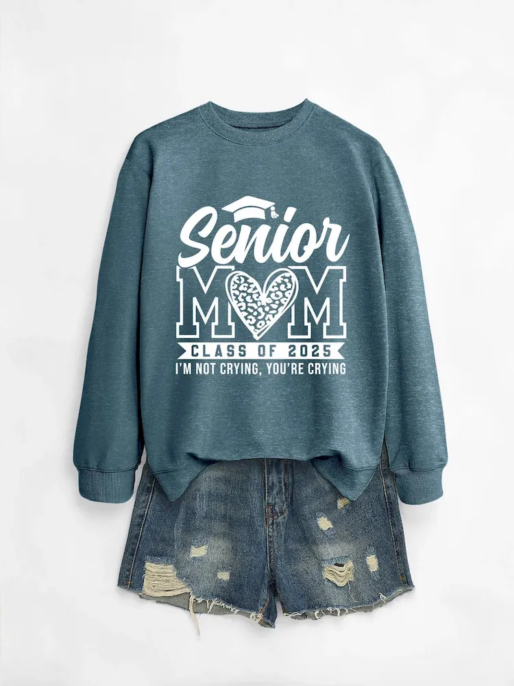 Women Casual Solid Color Mom 2025 Letter Print Round Neck Long Sleeve Sweatshirt - Image 23