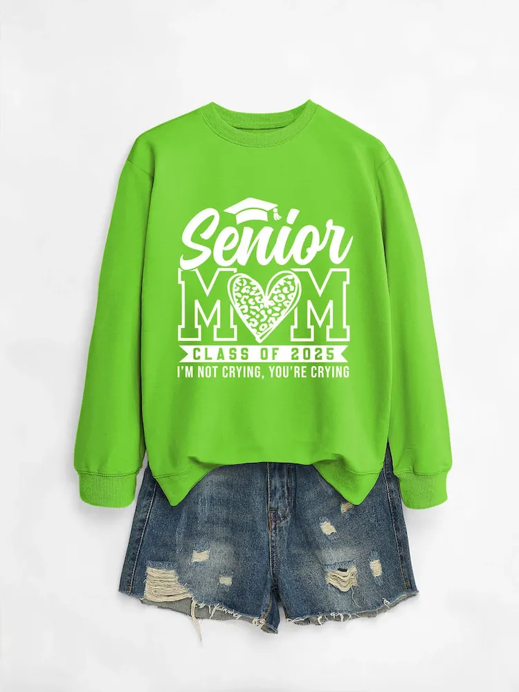 Women Casual Solid Color Mom 2025 Letter Print Round Neck Long Sleeve Sweatshirt - Image 25