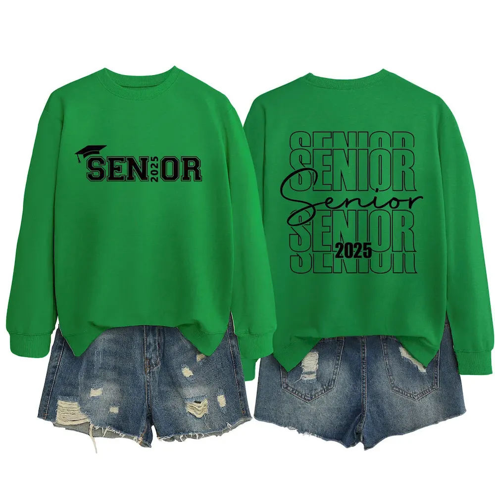 Women Casual Solid Color 2025 Letter Print Round Neck Long Sleeve Sweatshirt - Image 6