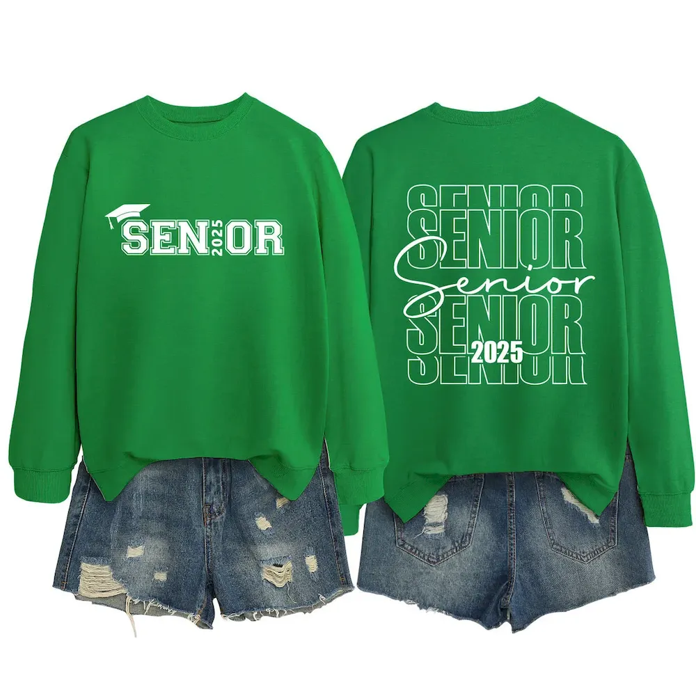 Women Casual Solid Color 2025 Letter Print Round Neck Long Sleeve Sweatshirt - Image 7