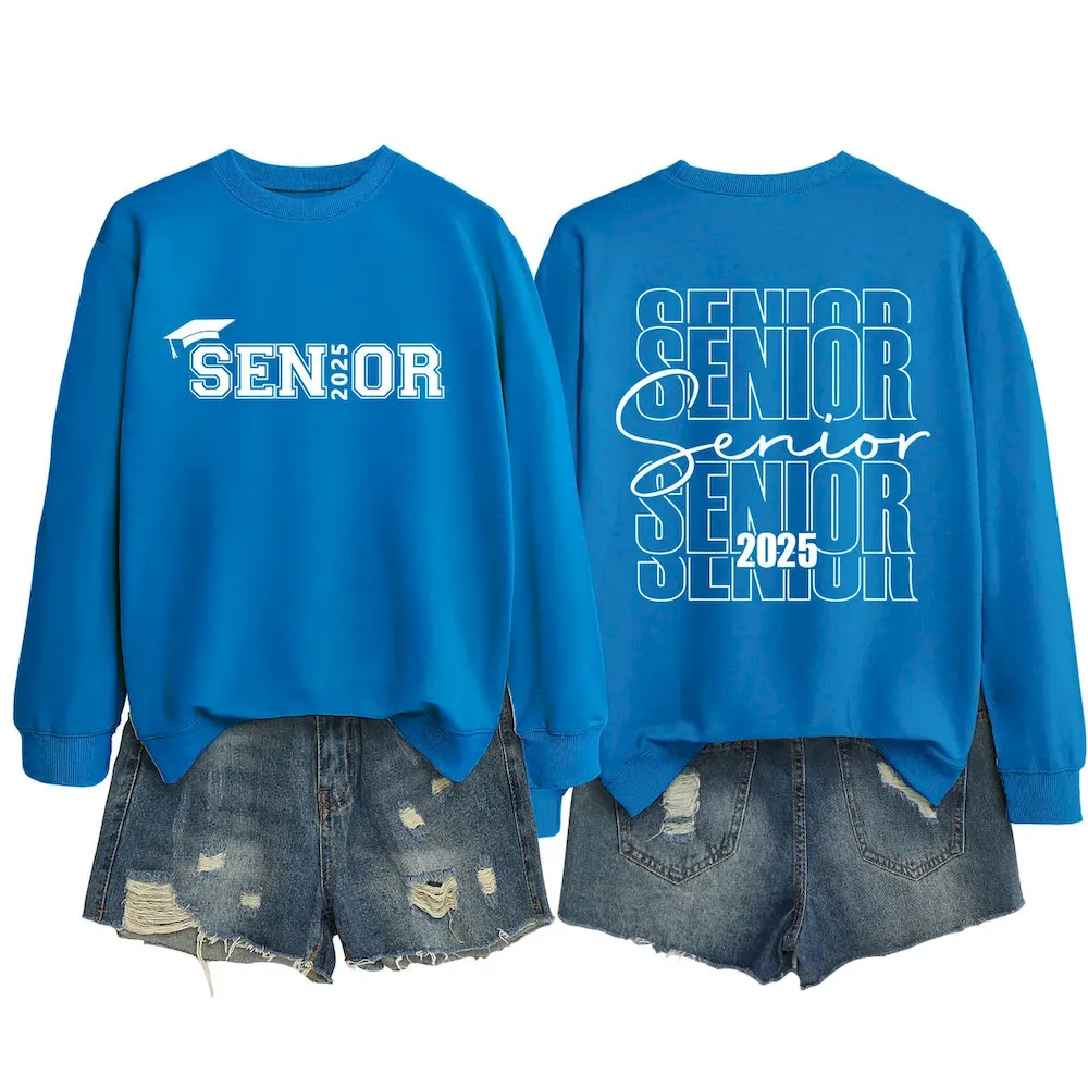 Women Casual Solid Color 2025 Letter Print Round Neck Long Sleeve Sweatshirt - Image 8
