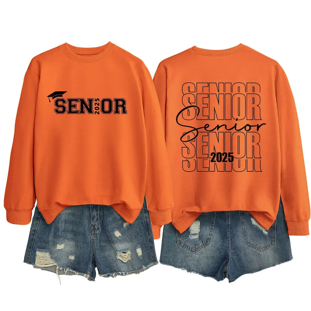 Women Casual Solid Color 2025 Letter Print Round Neck Long Sleeve Sweatshirt - Image 9