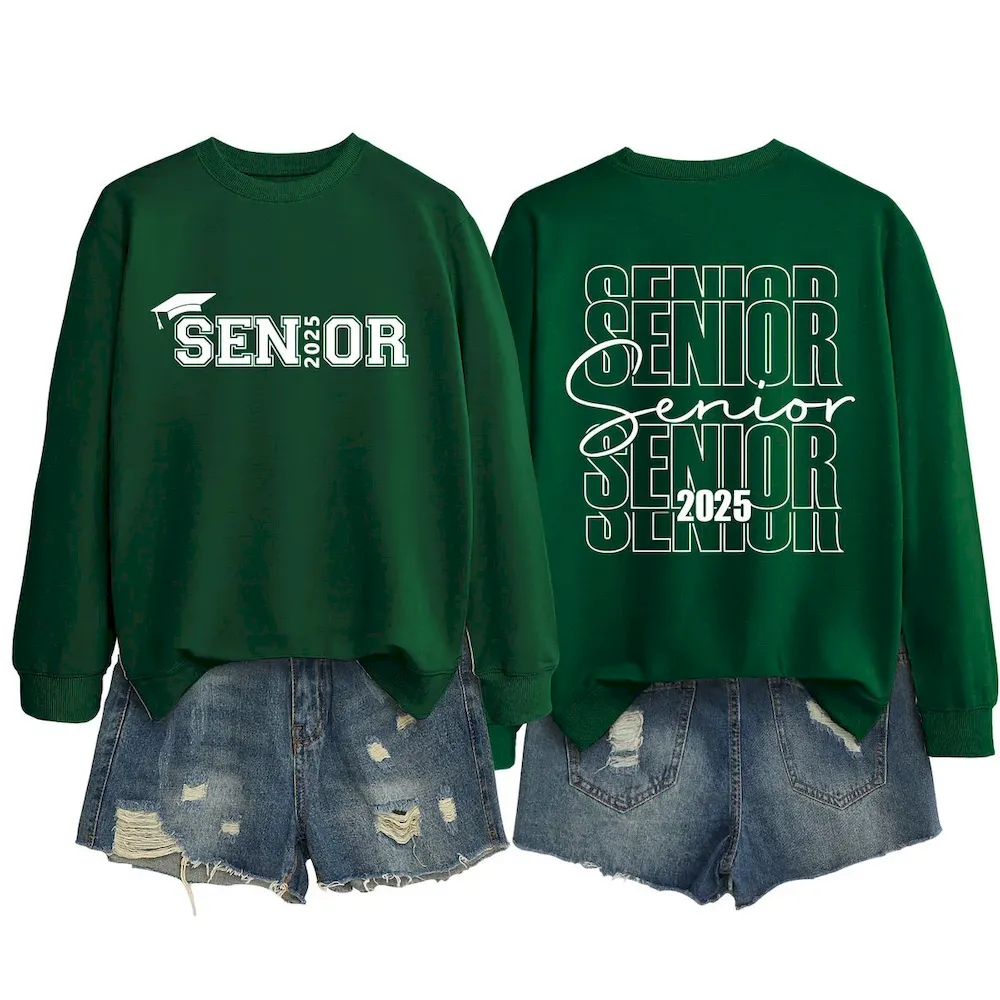Women Casual Solid Color 2025 Letter Print Round Neck Long Sleeve Sweatshirt - Image 10
