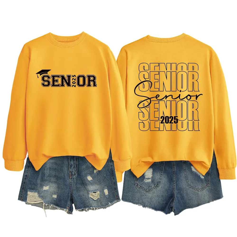 Women Casual Solid Color 2025 Letter Print Round Neck Long Sleeve Sweatshirt - Image 16