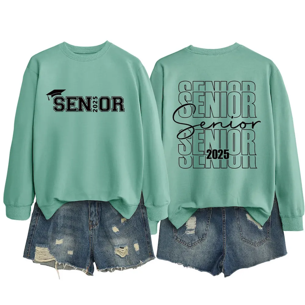 Women Casual Solid Color 2025 Letter Print Round Neck Long Sleeve Sweatshirt - Image 21