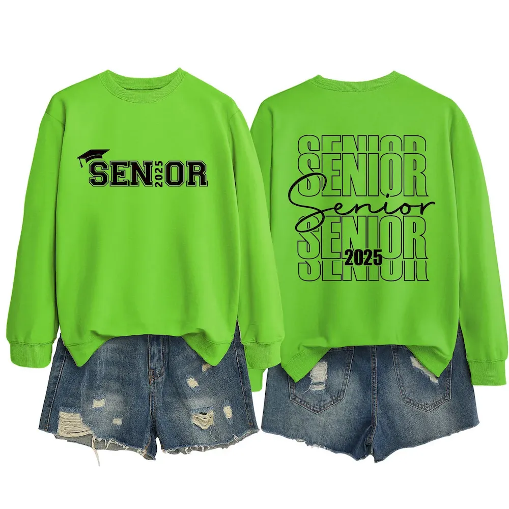Women Casual Solid Color 2025 Letter Print Round Neck Long Sleeve Sweatshirt - Image 27