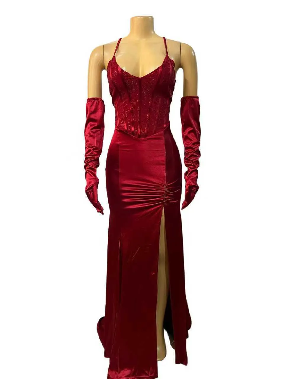 Women Fashion Sexy Heavy Industry Sequin Stitching Strap Tight Party Dress - Image 9