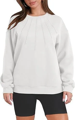 Autumn Winter Women Casual Loose Solid Color Round Neck Long Sleeve Sweatshirt - Image 3