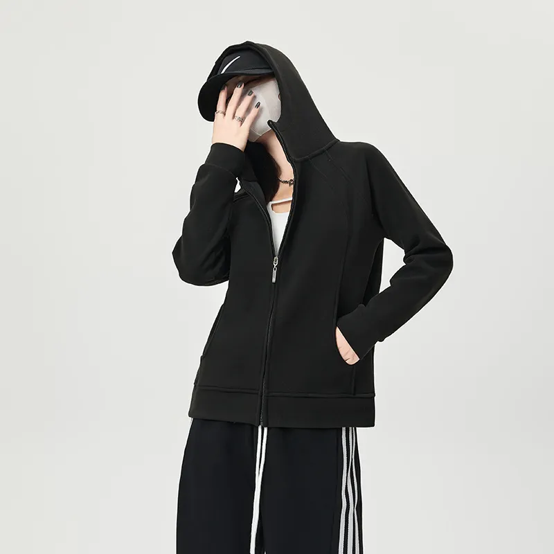 Women Casual Loose Solid Color Thickened Cardigan Hoodies
