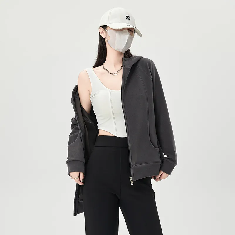 Women Casual Loose Solid Color Thickened Cardigan Hoodies - Image 5