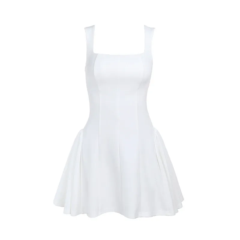 Women Fashion Solid Color Waist Party Dress - Image 5
