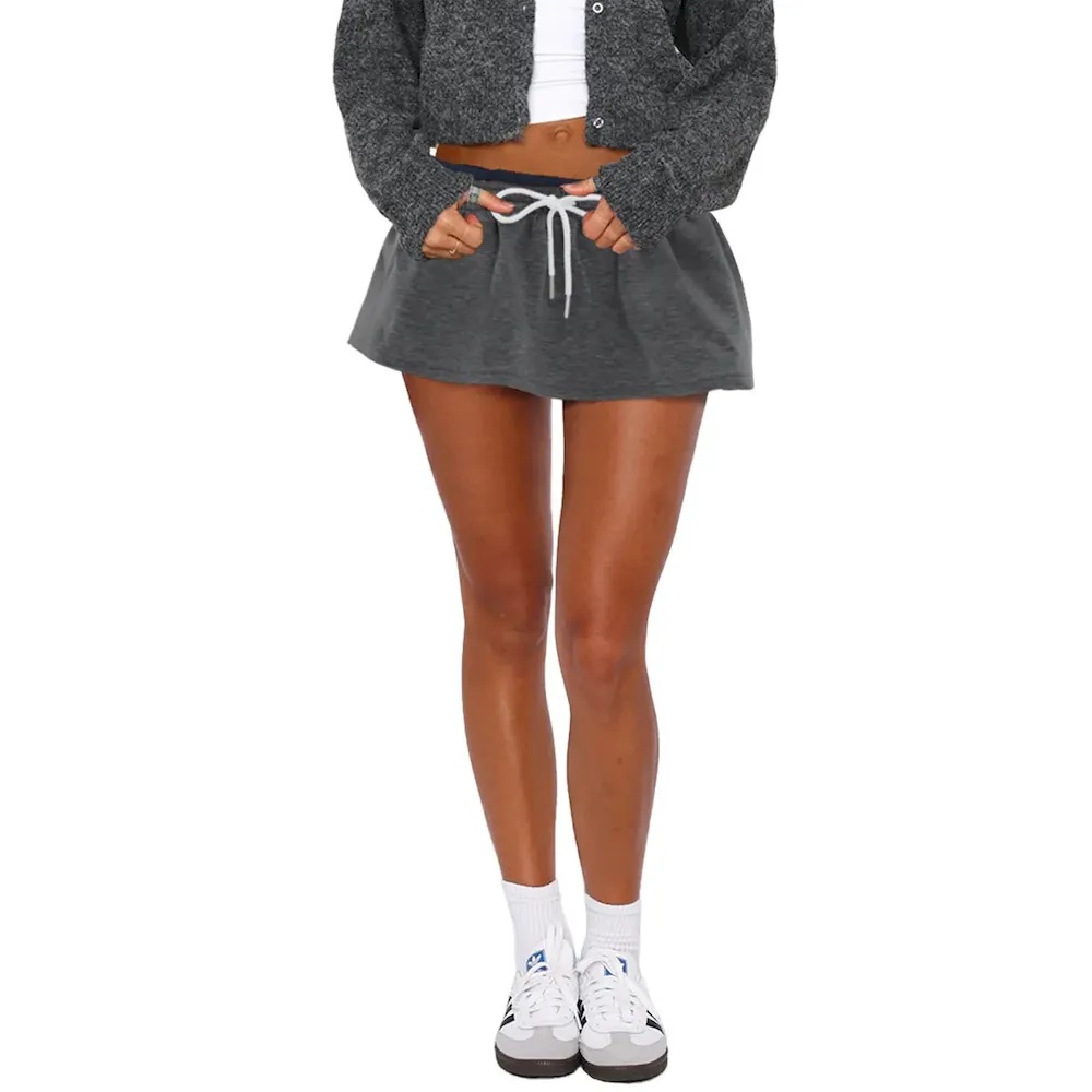 Women Fashion Casual Solid Color Low-Waist Drawstring Skirt - Image 5